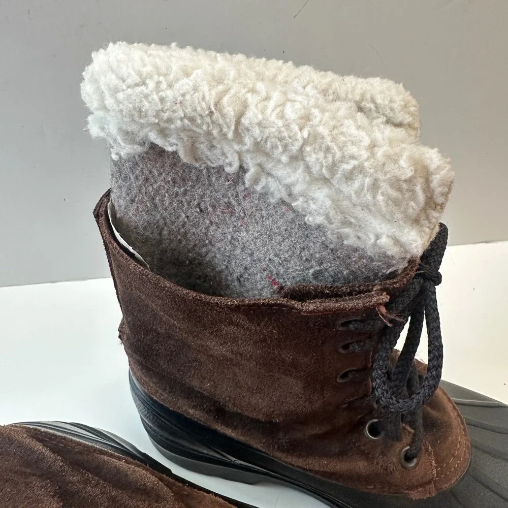 Kamik Wool Duck Boots Winter Snow‎ Boots Lace Up Warm Brown Black Mens Size 9